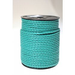 1 m turquoise Mint green, braided Leather 4 mm