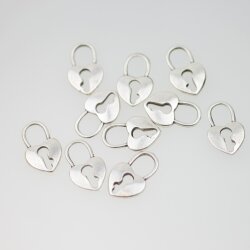 10 Heart lock metal Charms Pendant