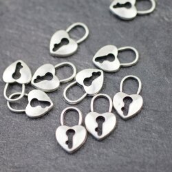 10 Heart lock metal Charms Pendant