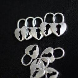 10 Heart lock metal Charms Pendant