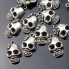 10 Lady Totenkopf Anhänger, Silber Charms