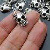 10 Lady Skull, Deaths head Pendants, Silver Charms