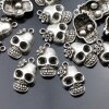 10 Lady Skull, Deaths head Pendants, Silver Charms