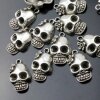 10 Lady Skull, Deaths head Pendants, Silver Charms