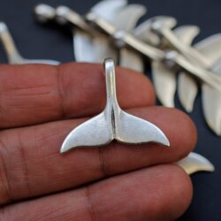 10 Antique Silver Whale Tail Pendants, Bracelet Clasp