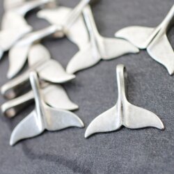 10 Walfluken Charms Anhänger Silber DIY Schmuck Zubehör, altsilber