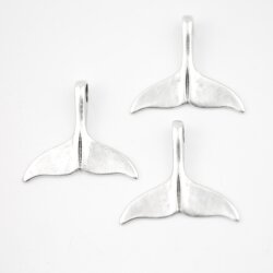 10 Antique Silver Whale Tail Pendants, Bracelet Clasp
