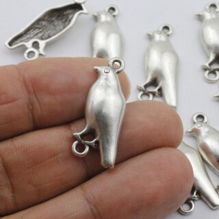 10 Vogel Anhänger, Verbinder Vogel Silber