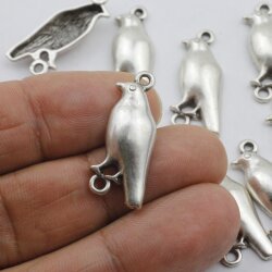 10 Silber Bird Connector Charms