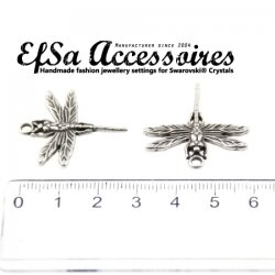 10 Dragonfly Charms Pendant, Silver Dragonfly