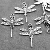 10 Dragonfly Charms Pendant, Silver Dragonfly