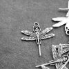 10 Dragonfly Charms Pendant, Silver Dragonfly