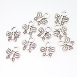 10 Butterfly Charms Pendant, Silver Butterfly