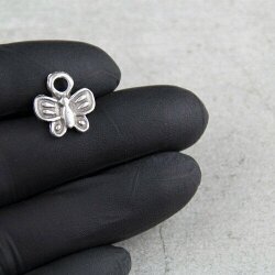 10 Butterfly Charms Pendant, Silver Butterfly