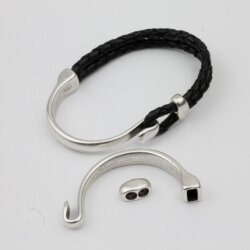 1 Set Antique Silver Hook Clasp Half Cuff Bracelet...