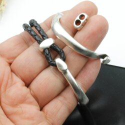 1 Set Antique Silver Hook Clasp Half Cuff Bracelet Findings, Bracelet Clasps