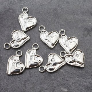 20 double hearts Pendant, Rhodium Imitation