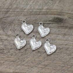 20 double hearts Pendant, Rhodium Imitation