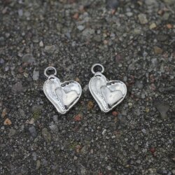 20 double hearts Pendant, Rhodium Imitation