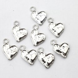 20 double hearts Pendant, Rhodium Imitation