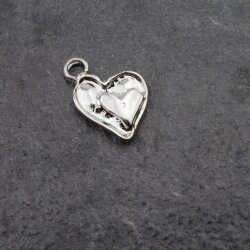 20 double hearts Pendant, Rhodium Imitation