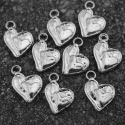 20 double hearts Pendant, Rhodium Imitation