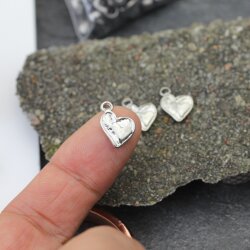 20 double hearts Pendant, Rhodium Imitation