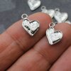 20 double hearts Pendant, Rhodium Imitation