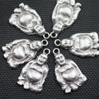 10 Buddha Charms, Pendants, antique silver