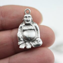 10 Buddha Charms, Pendants, antique silver