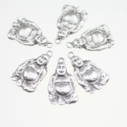 10 Buddha Charms, Pendants, antique silver