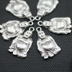 10 Buddha Charms, Pendants, antique silver