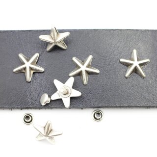 10 Antique Silver Star Rivets for leather craft