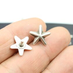 10 Antique Silver Star Rivets for leather craft