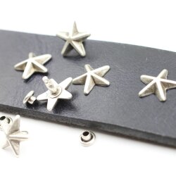 10 Antique Silver Star Rivets for leather craft