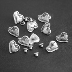 10 Antique Silver Heart Rivets for leather craft