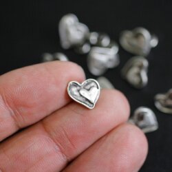 10 Antique Silver Heart Rivets for leather craft