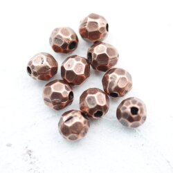 10 pcs. Facetted  Beads, Metal  Beads 7 mm, Antique Ciopper