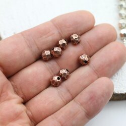 10 pcs. Facetted  Beads, Metal  Beads 7 mm, Antique Ciopper