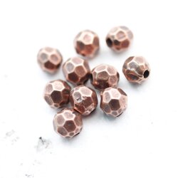 10 pcs. Facetted  Beads, Metal  Beads 7 mm, Antique Ciopper