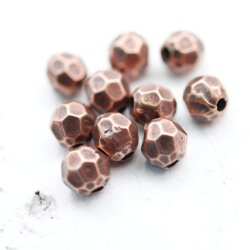 10 pcs. Facetted  Beads, Metal  Beads 7 mm, Antique Ciopper