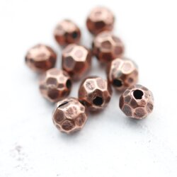 10 pcs. Facetted  Beads, Metal  Beads 7 mm, Antique Ciopper