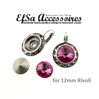 Earring setting for 12 mm Rivoli Swarovski Crystals