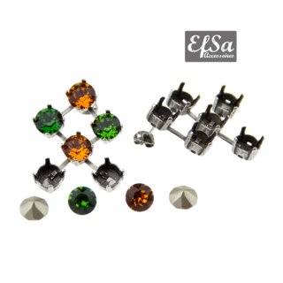 Ohrring Fassung fr 6 mm Chatons Swarovski Stein