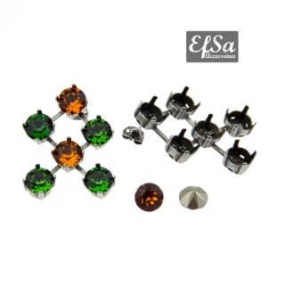 Ohrring Fassung fr 6 mm Chatons Swarovski Stein