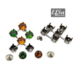 Earring setting for 6 mm Chatons Swarovski Crystals