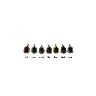 Ohrring Fassung mit farbigen Perlenrand fr 14x10 Pearshape Swarovski Stein