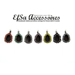 Earring setting with coloured beaded border for Swarovski Crystals 4320, 14x10 mm