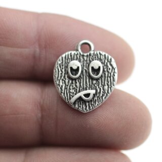 10 Antique Silver Emoji Charms, emoji Pendant