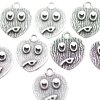 10 Antique Silver Emoji Charms, emoji Pendant